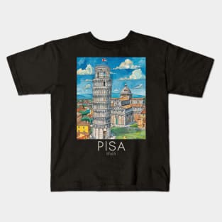 A Pop Art Travel Print of Pisa - Italy Kids T-Shirt